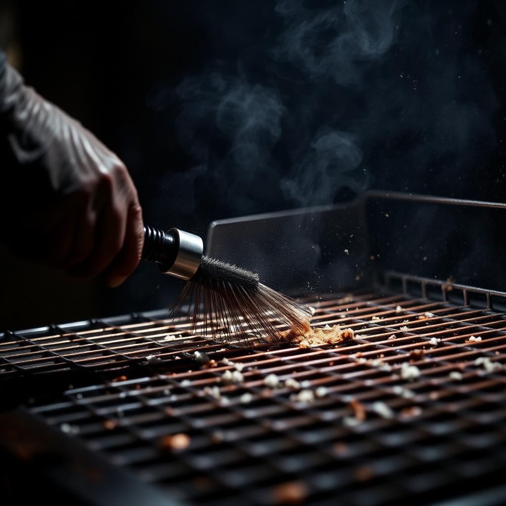 Professional deep cleaning a stainless steel BBQ grill grate